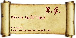 Miron Györgyi névjegykártya