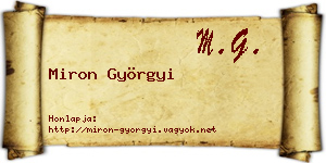 Miron Györgyi névjegykártya